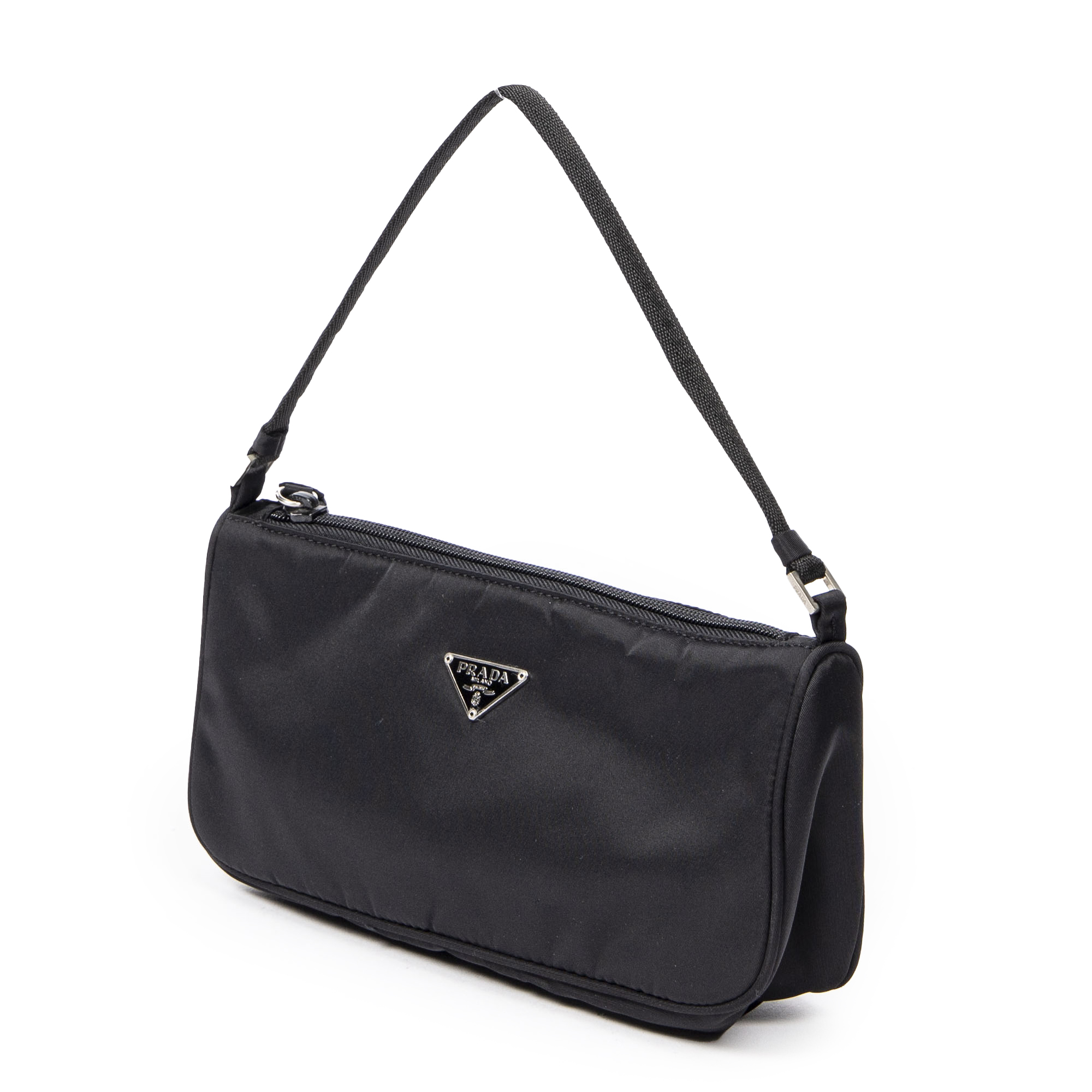 Prada Small Zip Tote En Noir Toile Nylon Brandco Paris