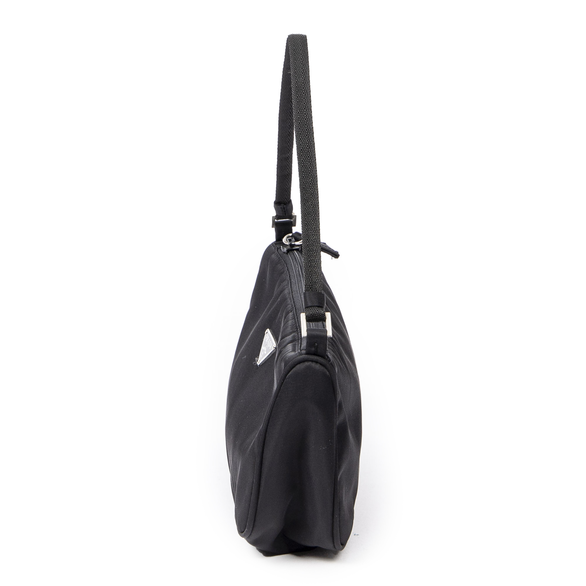 Prada Small Zip Tote En Noir Toile Nylon Brandco Paris