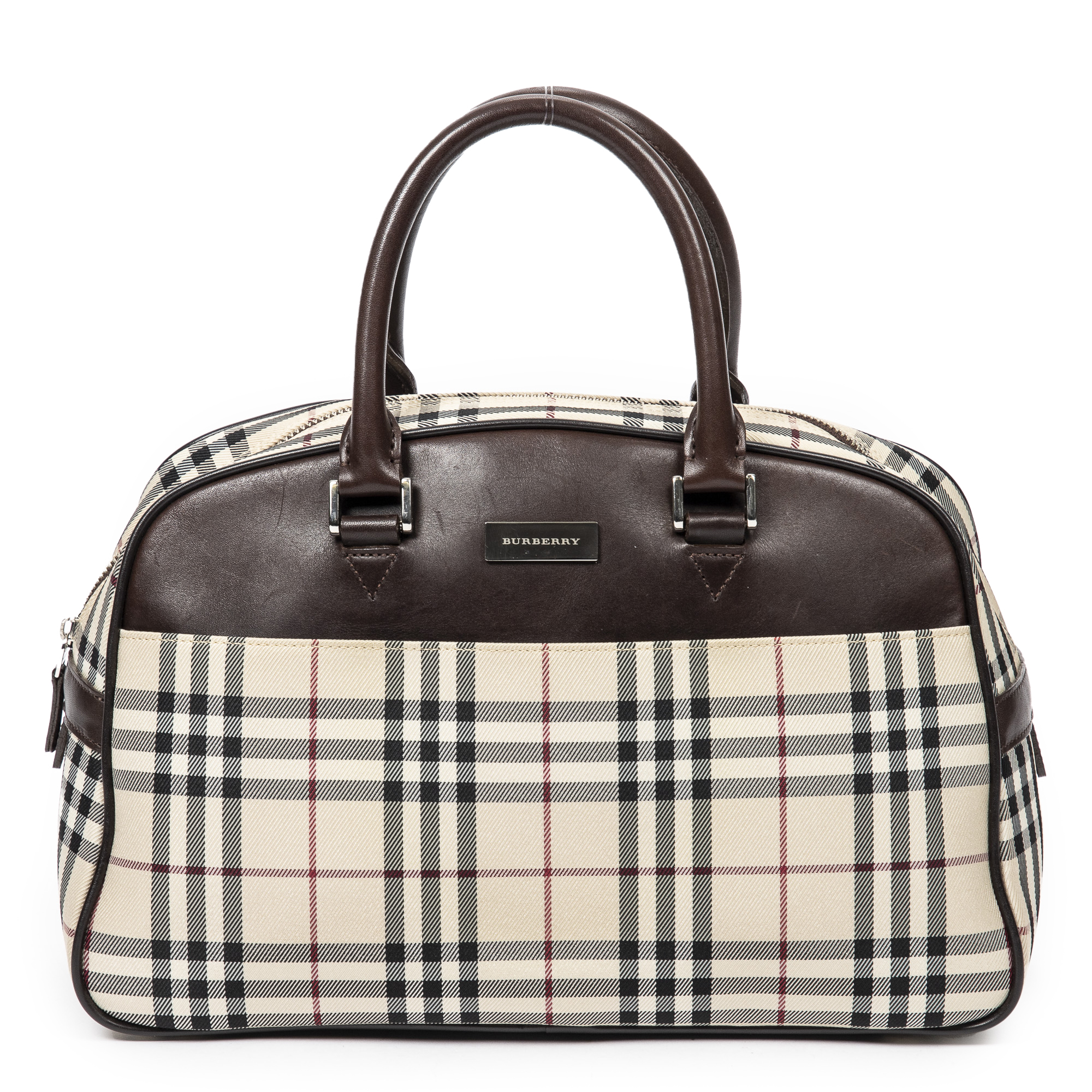 BURBERRY Nova Check Canvas Leather Black Beige Shoulder Bag