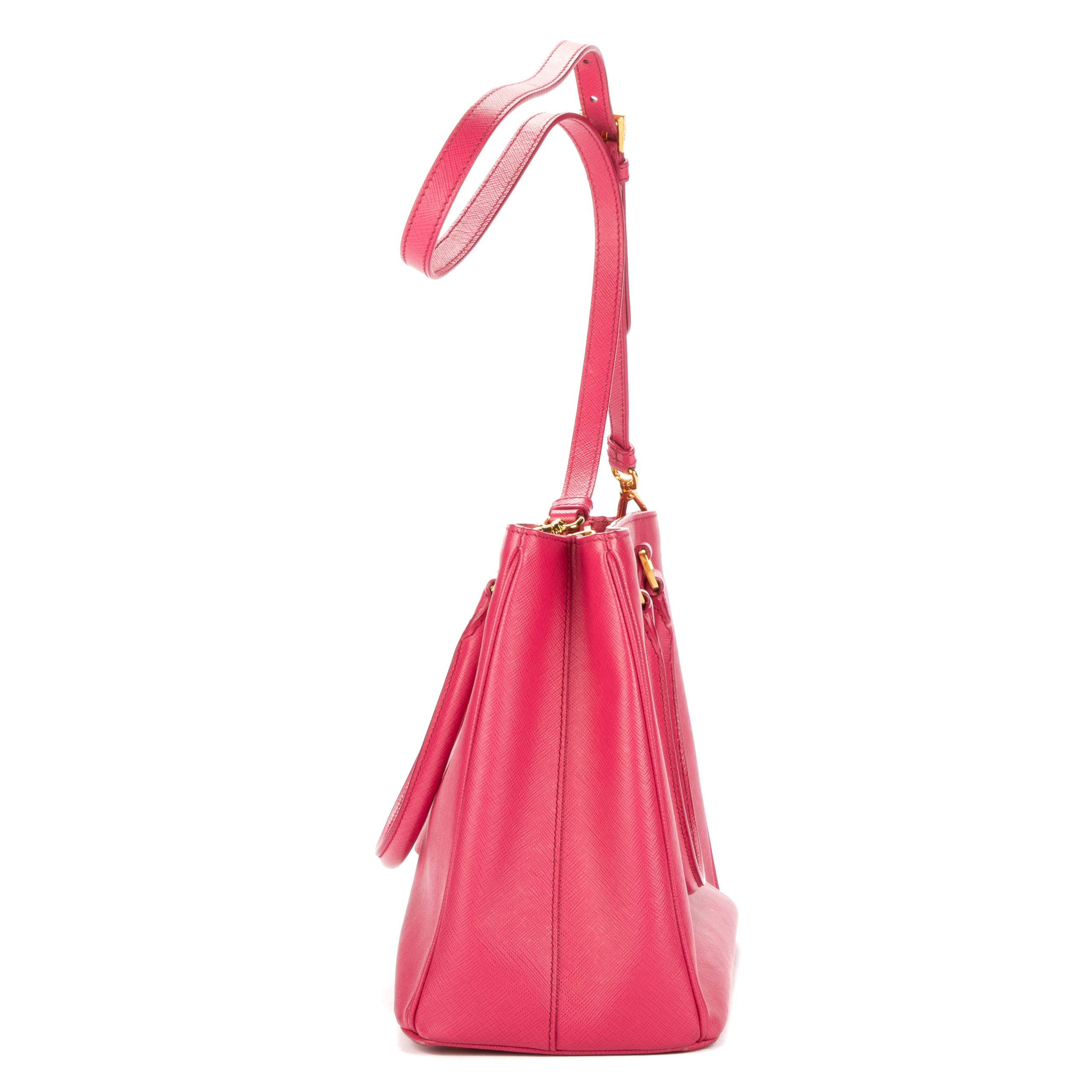 Prada Saffiano Galleria Bag Small Cerise in Saffiano Leather with