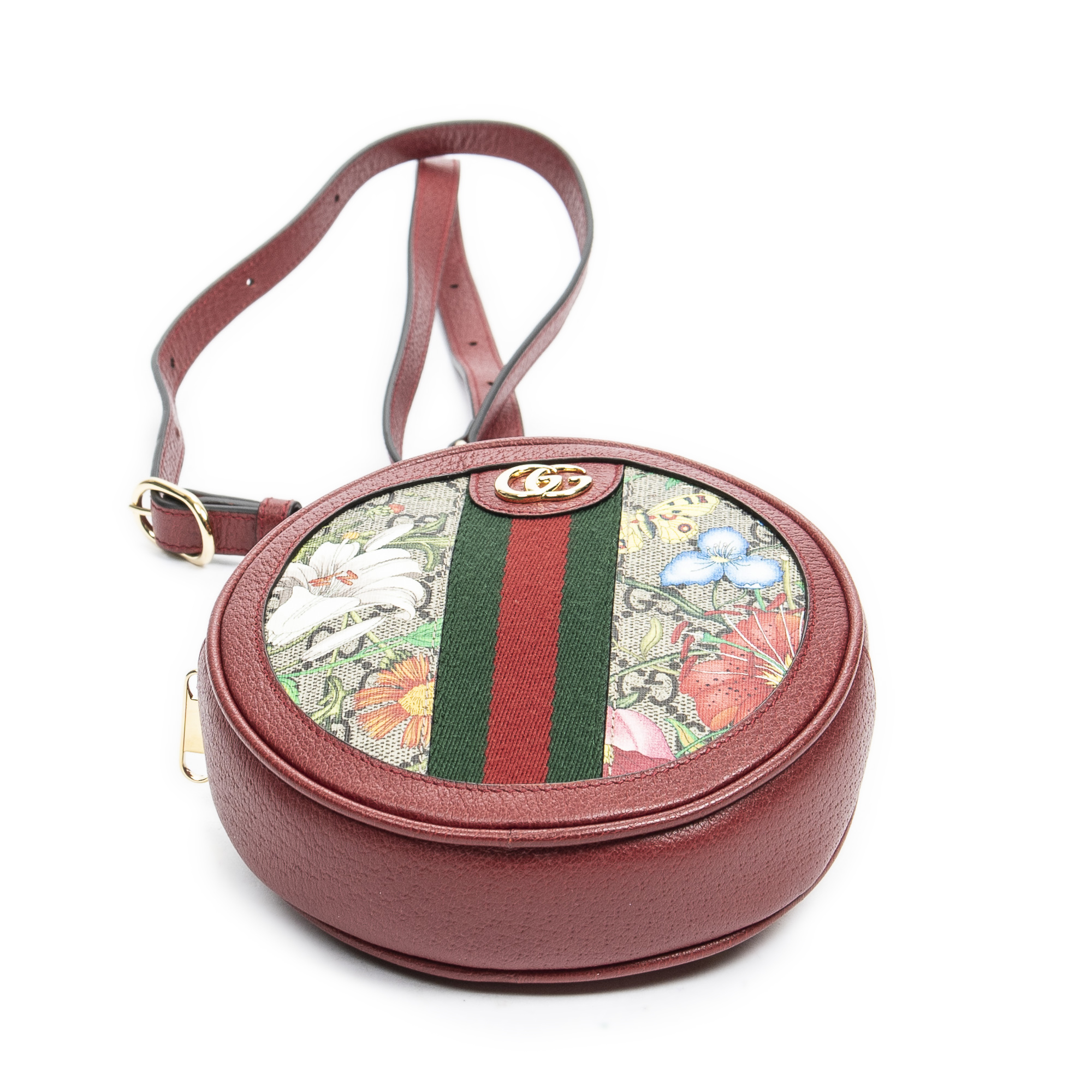 a Gucci Ophidia Round Coin Purse GG Coated Canvas