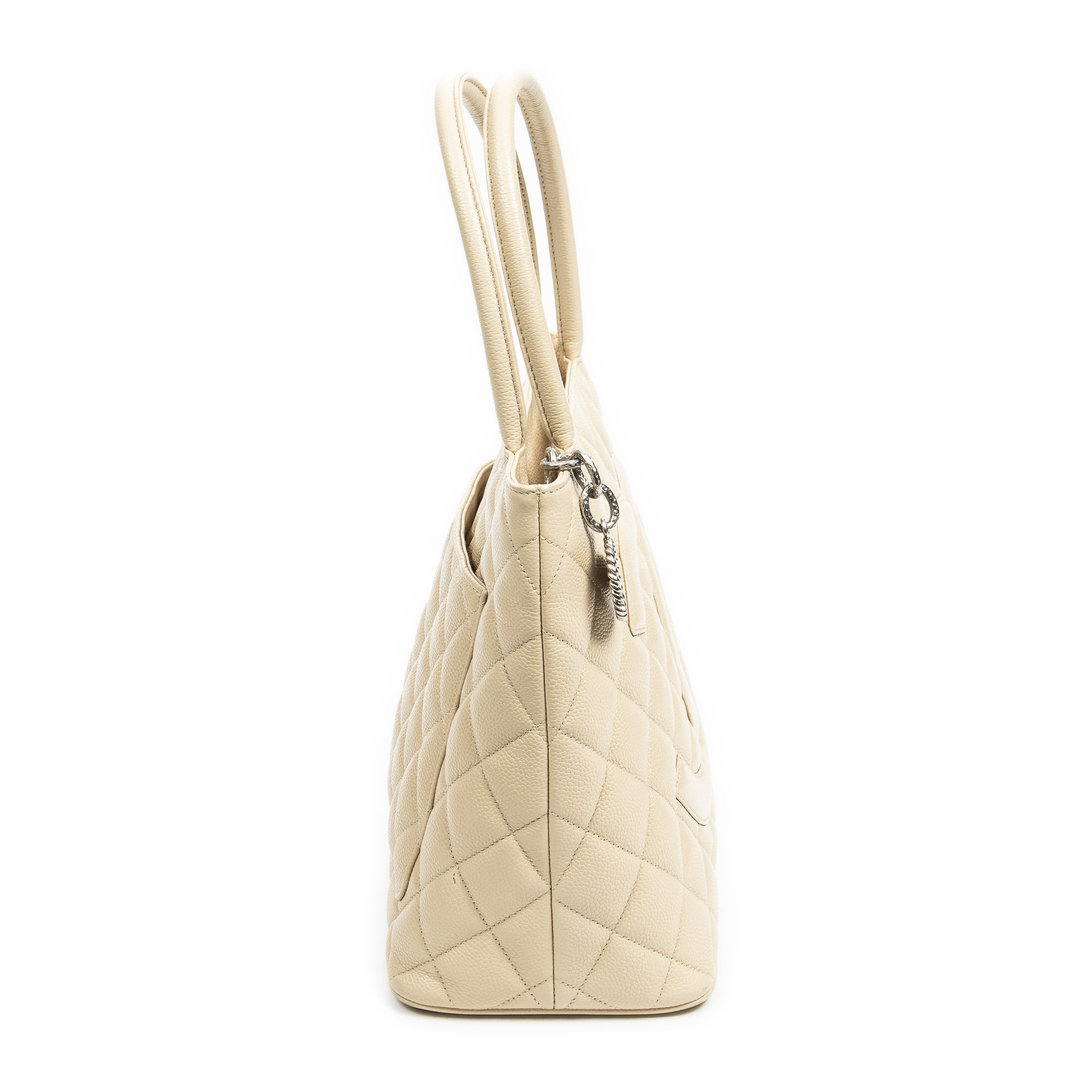 CHANEL, Bags, Chanel Medallion Tote Beige Quilted Caviar
