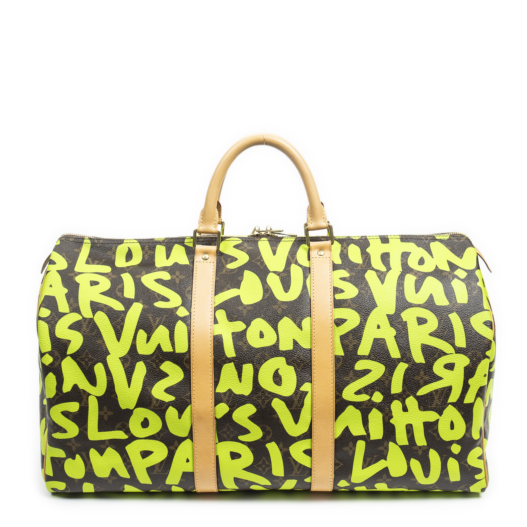 LOUIS VUITTON Keepall 50 Monogram Graffiti Green Duffle Bag Travel