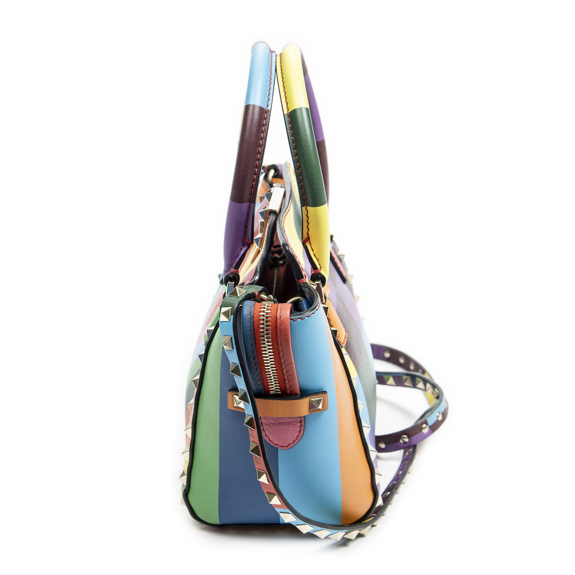 Valentino Multicolor Leather Mini Rainbow Rockstud Tote Valentino