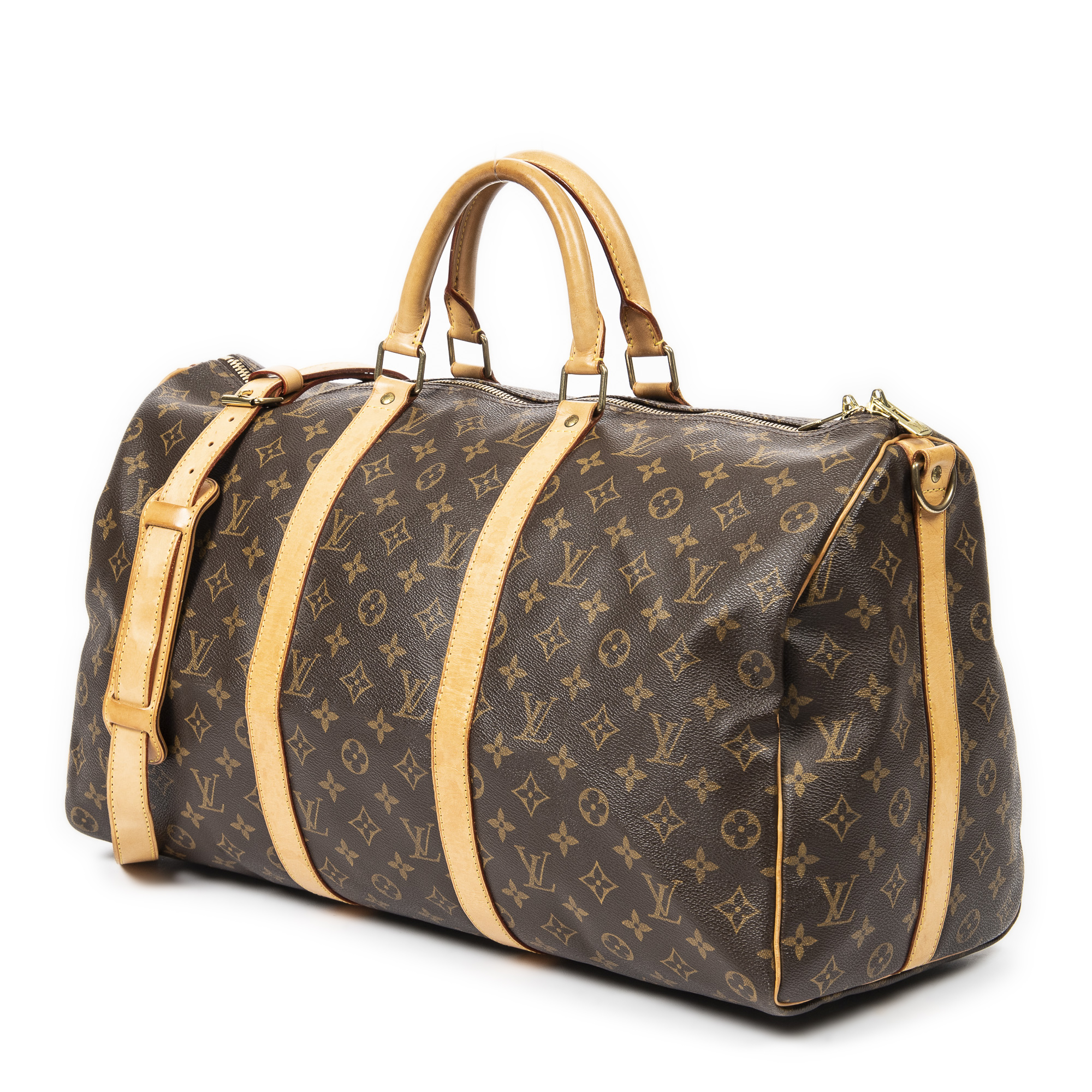 Louis Vuitton Keepall Bandouliere 50 Duffel with Strap Brown