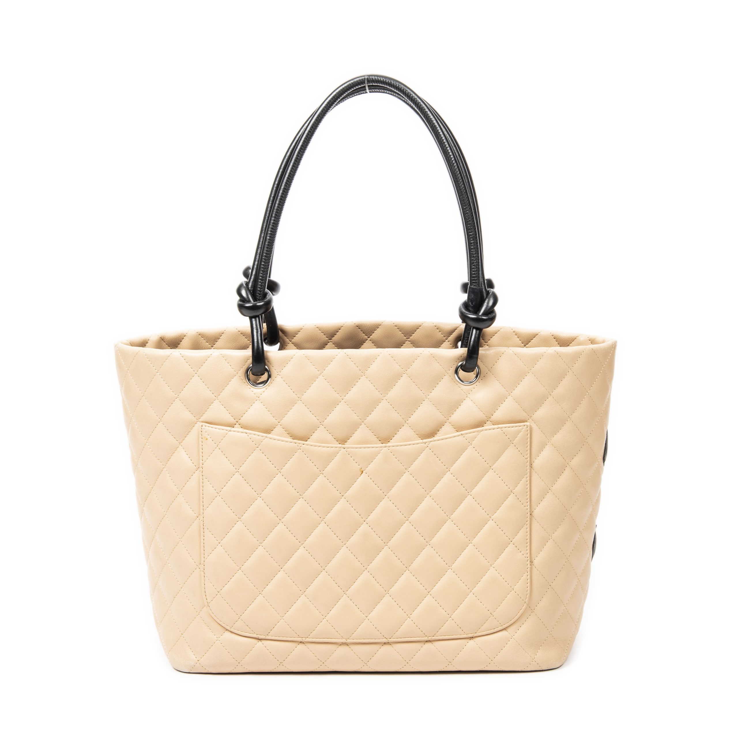 Chanel Large Cambon Ligne Tote en Beige Noir Cuir d agneau