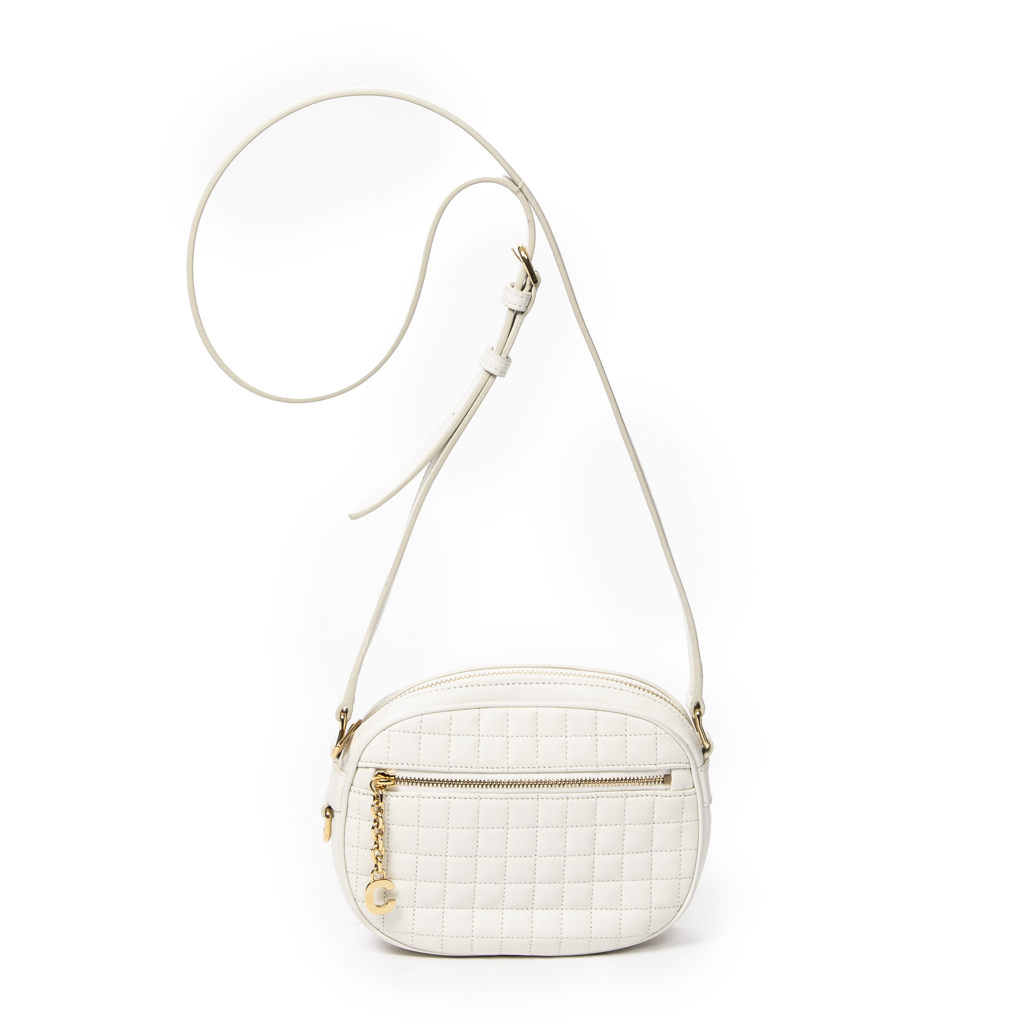 Celine C Charm Camera Bag en Blanc Du cuir de veau BrandCo Paris