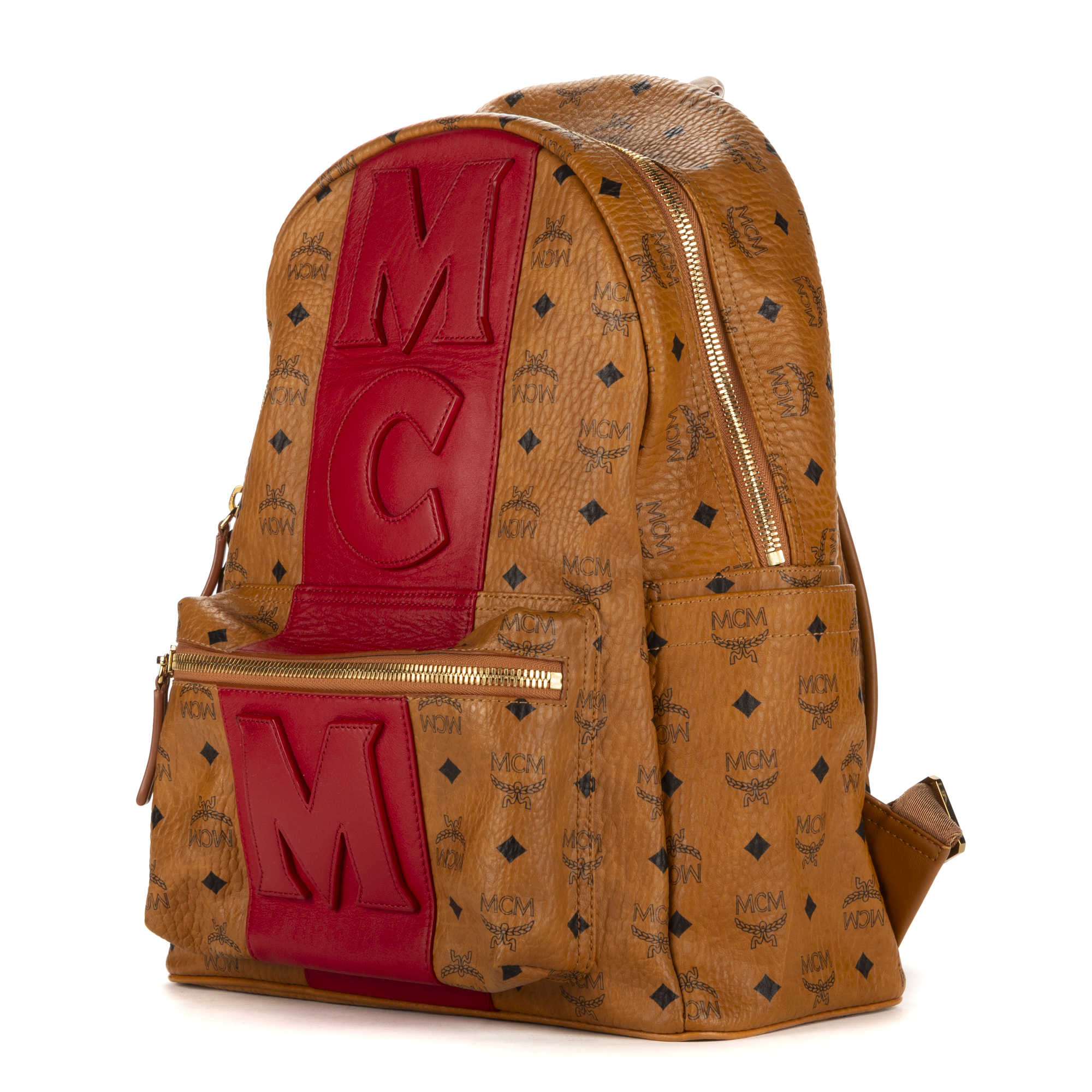 Mcm stark stripe on sale backpack